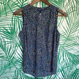 Blue Patterned Sleeveless Top